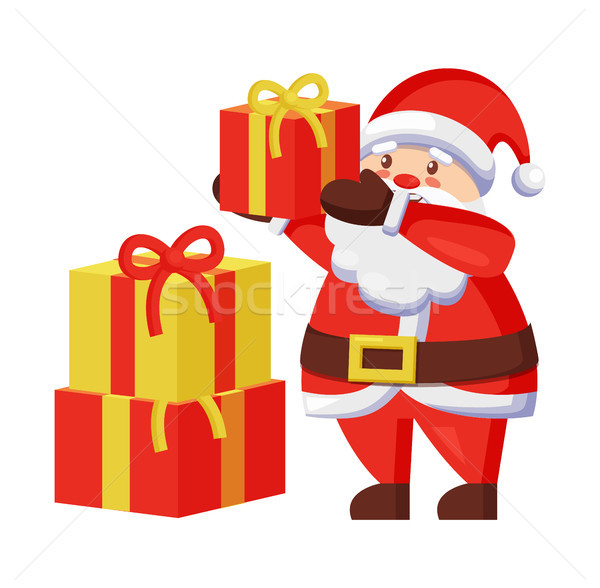 商業照片: 聖誕老人 · 禮物 · 圖標 · 孤立 · 白 · 童話