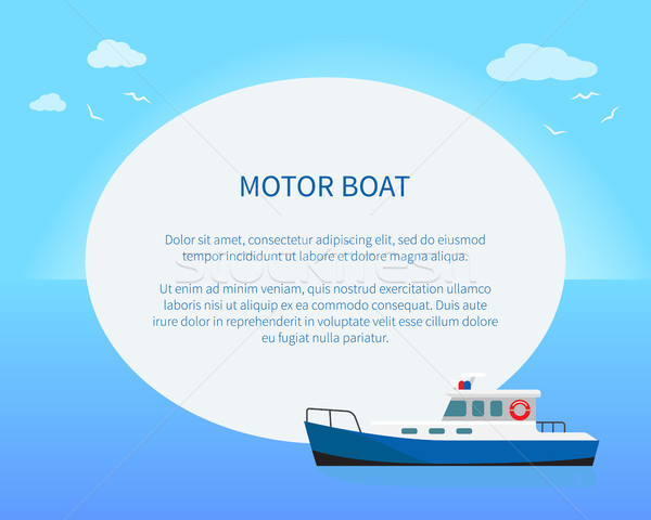 Motorboot Plakat farbenreich groß weiß oval Stock foto © robuart