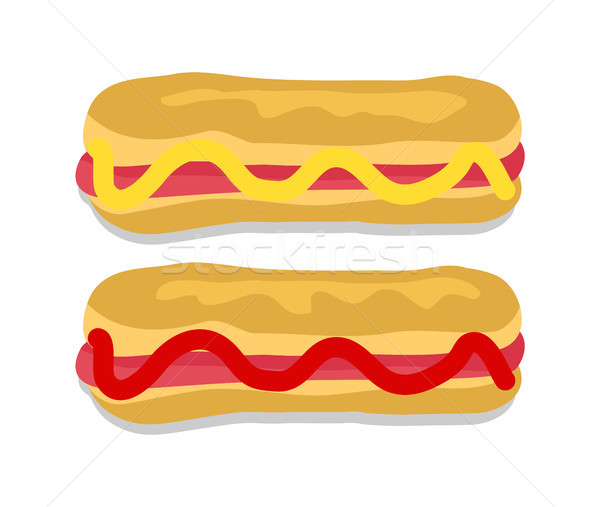 Hot Dogs Collection with Sauce Vector Illustration Stock photo © robuart