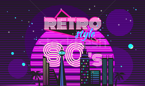 Retro-Stil 80er Jahre Disco Design neon Party Stock foto © robuart