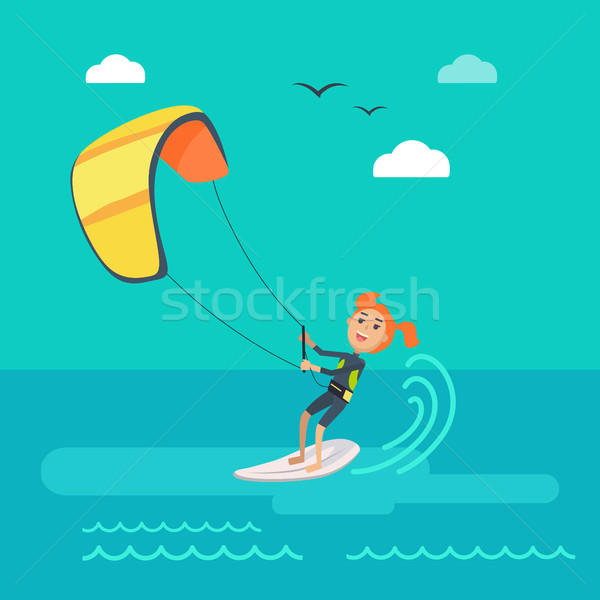 Kitesurfing Vector Concept in Flat Design   Stock photo © robuart
