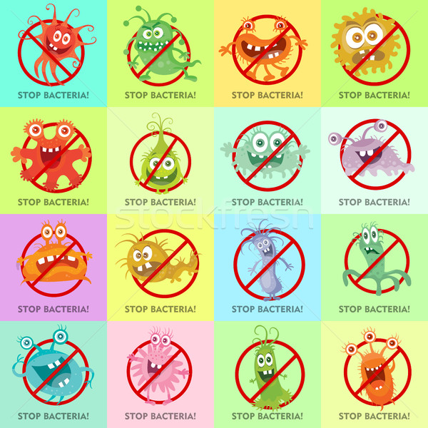 Stoppen Bakterien Karikatur keine Virus Zeichen Stock foto © robuart