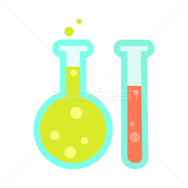 Chimiques tube à essai icônes isolé blanche laboratoire [[stock_photo]] © robuart
