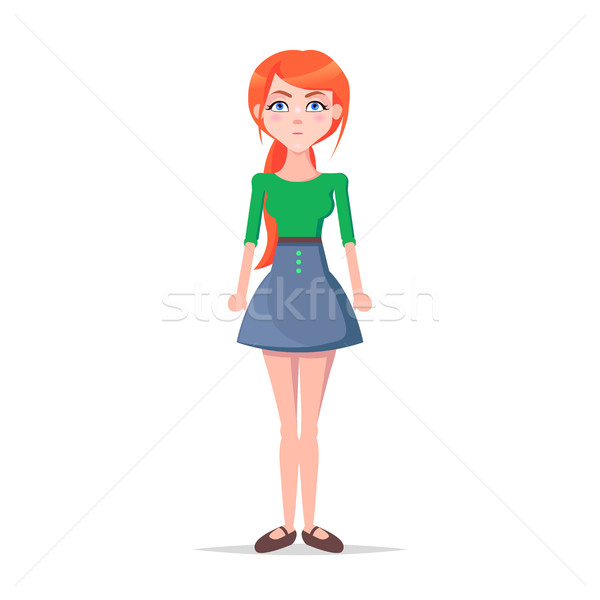 Tense Young Woman Cartoon Flat Vector Character Stock photo © robuart