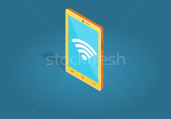 Sarı wifi bağlantı stil yalıtılmış Stok fotoğraf © robuart