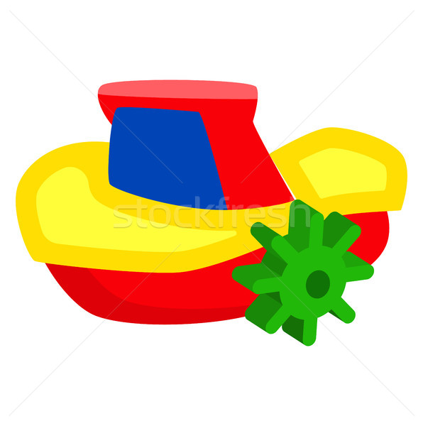 Plastic Colorful Winded up Toy Ship Isolated. Stock photo © robuart