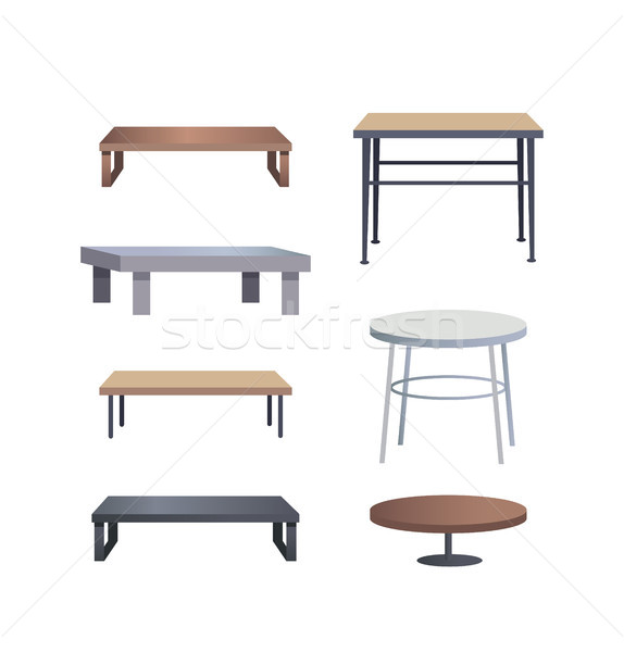 Stylish Coffee Tables Made of Wood and Metal Set Stock photo © robuart