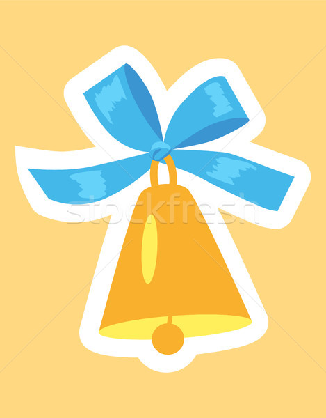Golden Bell with Blue Ribbon and White Framing Stock photo © robuart