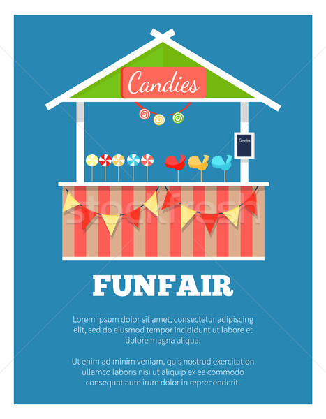 Funfair Poster with Market Candies Counter, Vector Stock photo © robuart