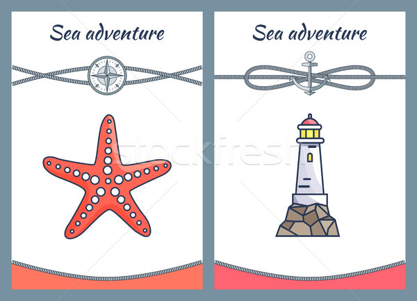 Sea Adventure Posters Set Vector Illustration Stock photo © robuart