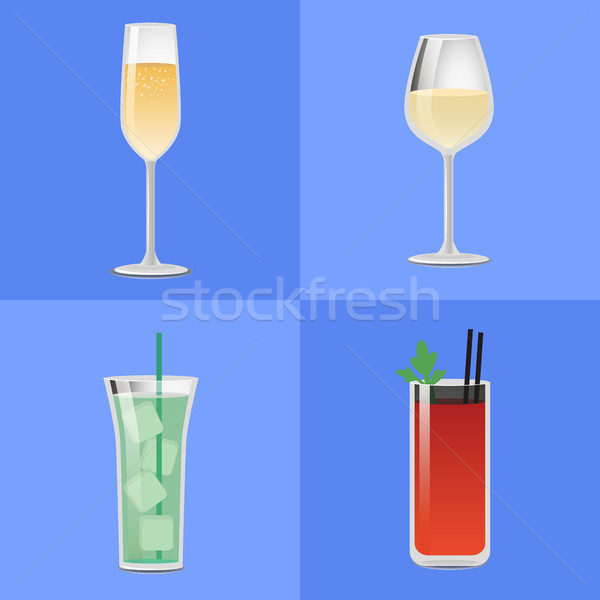 Foto stock: Conjunto · álcool · bebidas · efervescente · champanhe · vidro