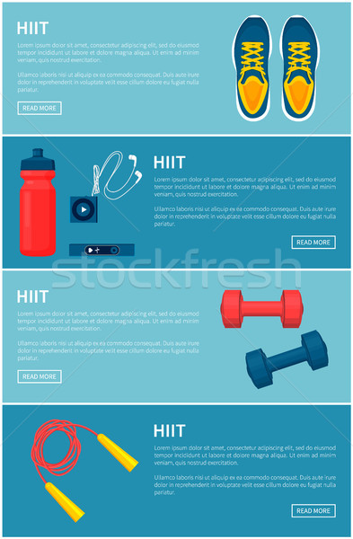 Hiit Sport Equipment Set, Colorful Vector Banner Stock photo © robuart