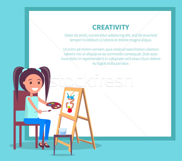 Creativity Poster with Girl Drawing Vase Vector Stock photo © robuart