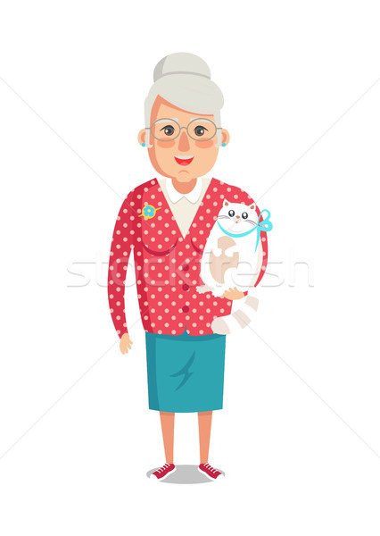 赤 ジャケット ペット 猫 祖母 ストックフォト © robuart