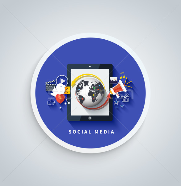 Social media concept. Cloud of application icons Stock photo © robuart