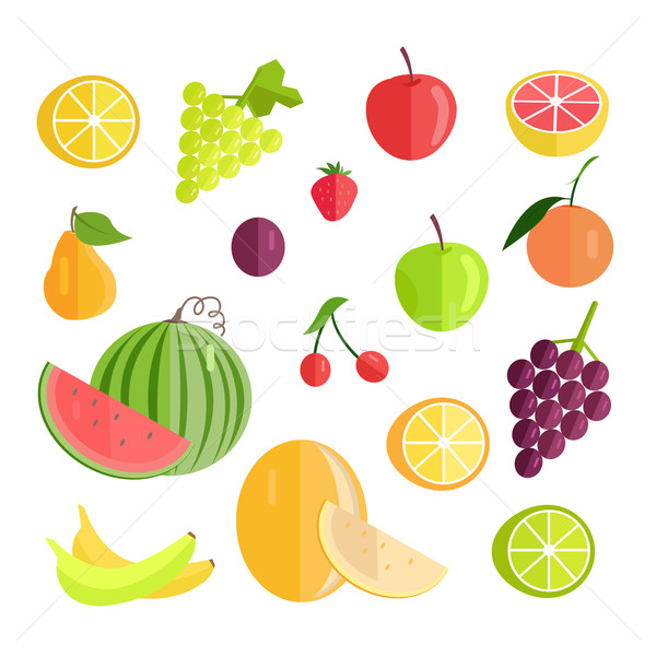 Set of Fruits Flat Design Vector Illustration.   Stock photo © robuart