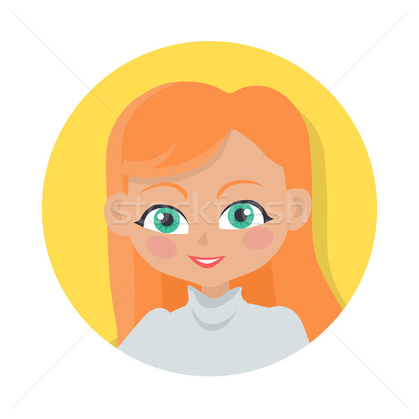 Girl with Red Long Hair. Simple Cartoon Style Stock photo © robuart