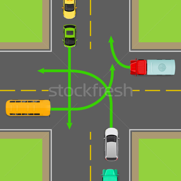 Turn Rules on Four-Way Intersection Vector Diagram Stock photo © robuart