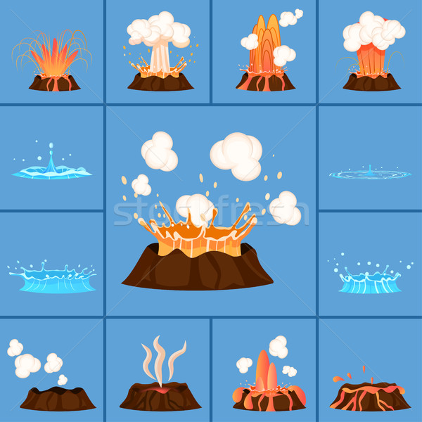 Stock photo: Concept of Active Volcano and Geyser in Action