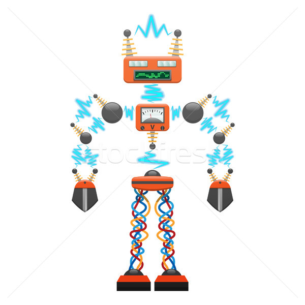 Big Electric Robot with Detectors Illustration Stock photo © robuart
