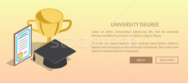 University Degree Template Banner with Trophy Stock photo © robuart