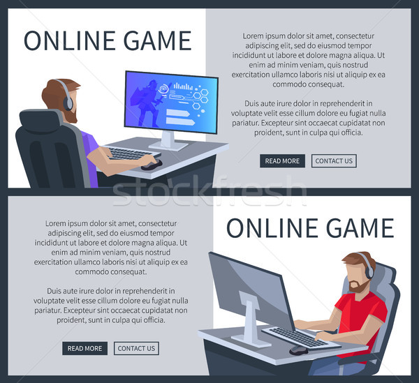 Online Gaming Poster with Man Playing Cyber Games Stock photo © robuart