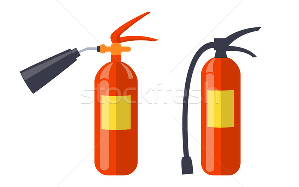Two Red Extinguishers Isolated on White Poster Stock photo © robuart