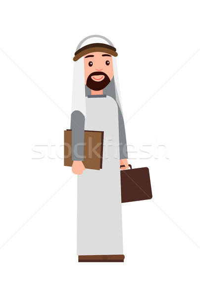 Muslim Man Holding Briefcase Vector Illustration Stock photo © robuart