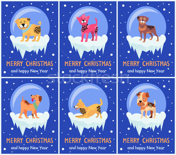 Merry Christmas and Happy New Year Festive Posters Stock photo © robuart