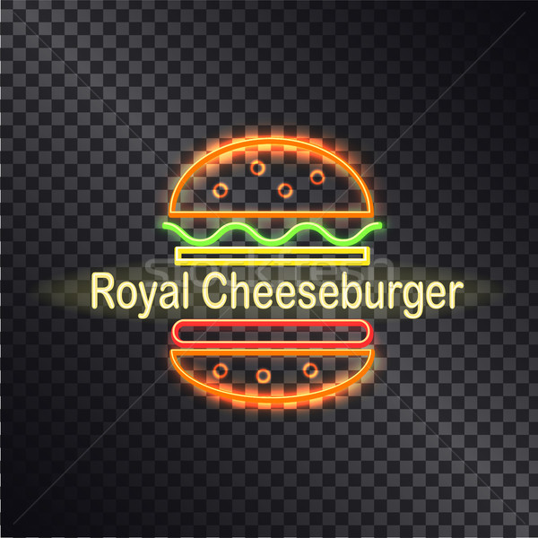 Neon Symbol royal Cheeseburger farbenreich Banner Stock foto © robuart