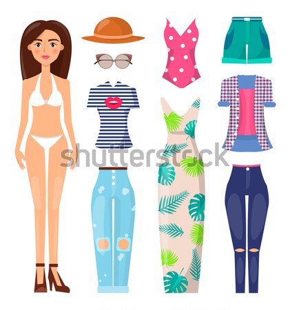 Summer Mode Poster with Girl in Swimsuit Vector Stock photo © robuart