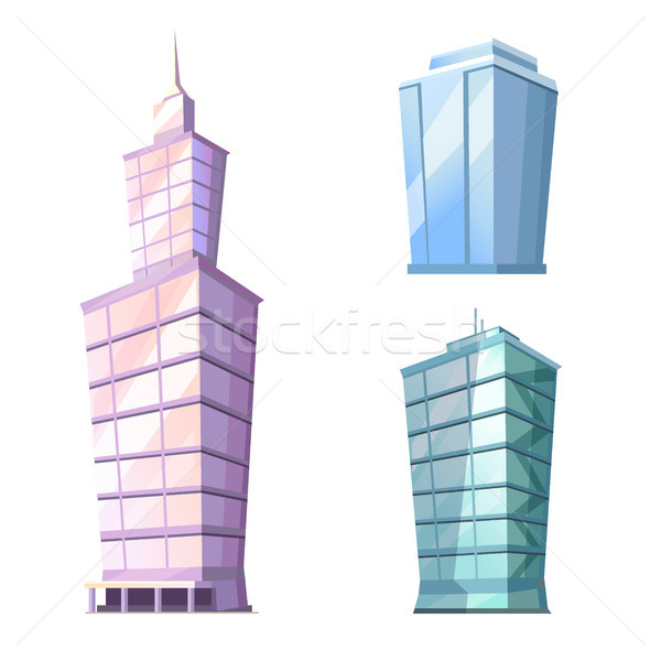 Gratte-ciel bâtiment de verre isolé blanche vecteur [[stock_photo]] © robuart