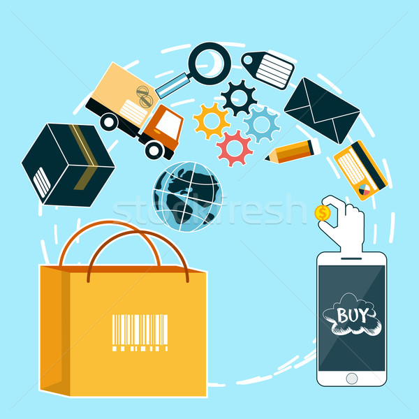 Internet shopping process of purchasing and delivery Stock photo © robuart