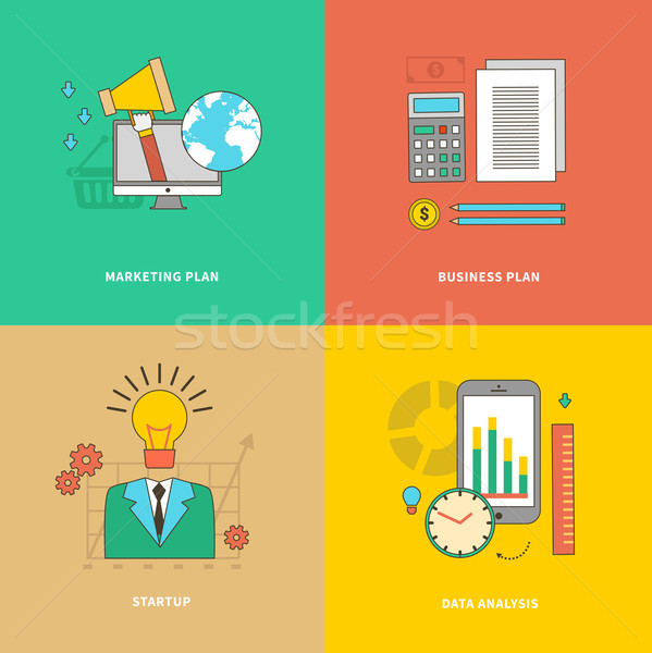 Foto stock: Dados · análise · negócio · marketing · plano · startup