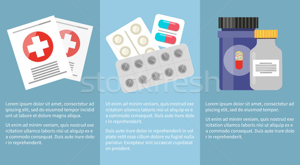 Médecine icônes ensemble informations au-dessous texte Photo stock © robuart