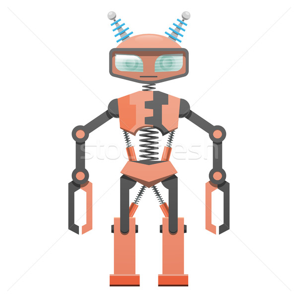 Red Robot with Pincer Hands and Two Horns Art Icon Stock photo © robuart