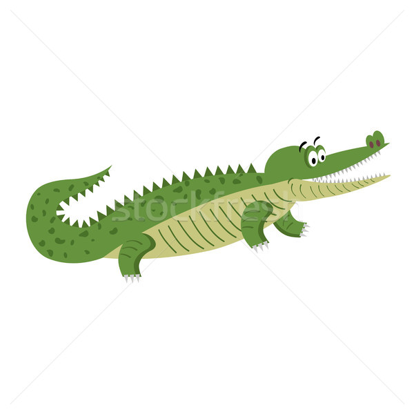 Green Cartoon Crocodile in Natural Pose Isolated Stock photo © robuart