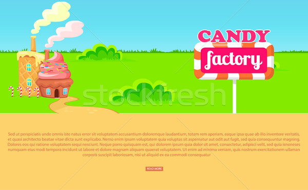 Small Cartoon Candy Factory on Wide Green Meadow Stock photo © robuart