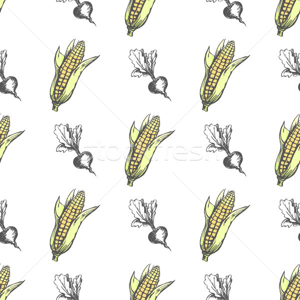 Corn Cob and Monochrome Sweet Beet Endless Texture Stock photo © robuart