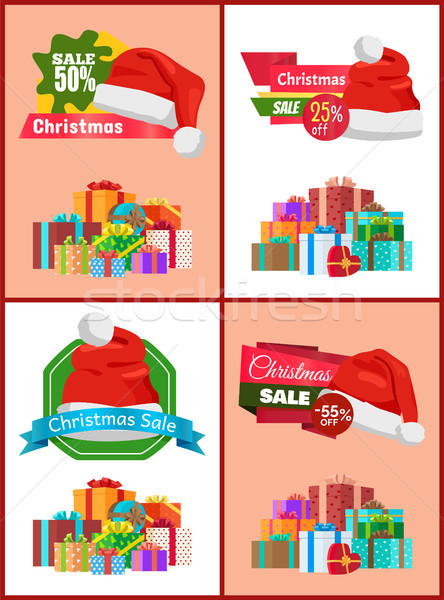 Sale Up to 50 for Christmas Holiday Promo Posters Stock photo © robuart