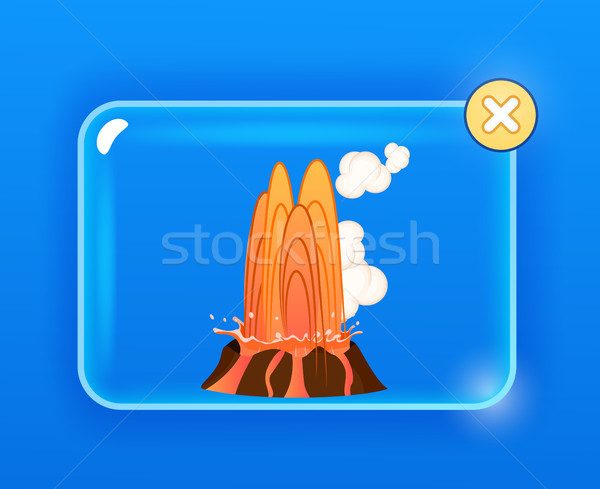Stock photo: Strong Jet of Effluent Hot Lava, White Clouds