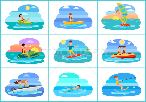 Sailboat Collection of Sport Vector Illustration Stock photo © robuart