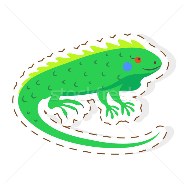 Cute Iguana Cartoon Flat Vector Sticker or Icon Stock photo © robuart