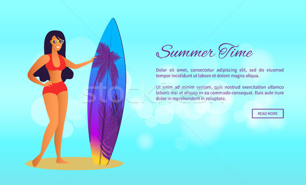 Summer Time Poster Web Page Design with Sexy Lady Stock photo © robuart