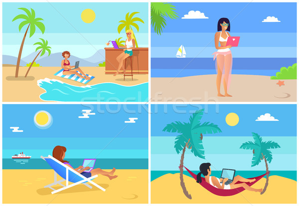 Stock photo: Freelance Workers Collection Vector Illustration