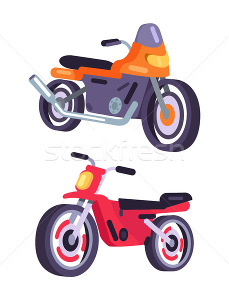 Motorbikes Isolated on White Background, Vector Stock photo © robuart
