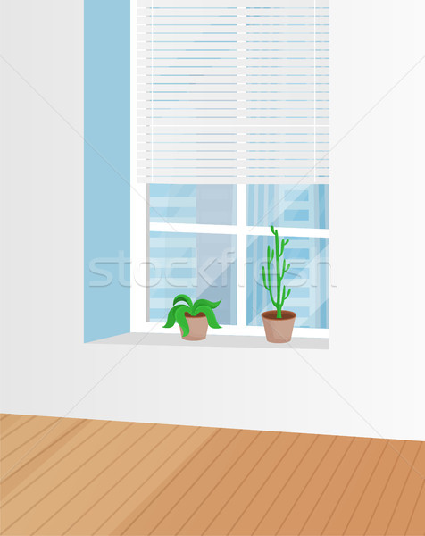 Office Room with Window Plant Vector Illustration Stock photo © robuart