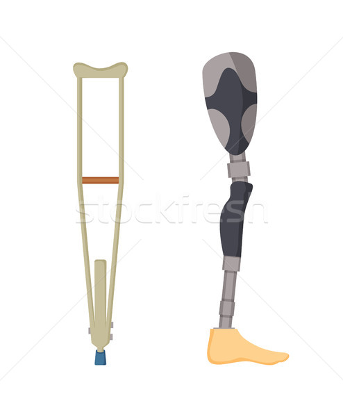 Protez ayarlamak ahşap yapay bacak yaralı Stok fotoğraf © robuart