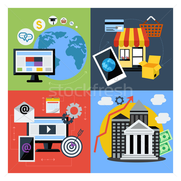 Set of concept icons for web business Stock photo © robuart