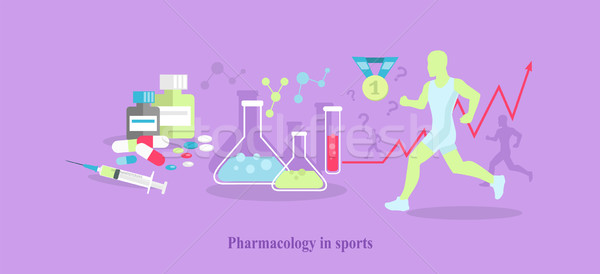 Stock photo: Pharmacology in Sport Icon Flat Isolated